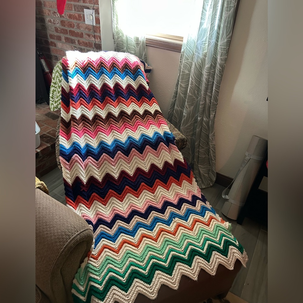 Vintage Handmade Crochet Throw
